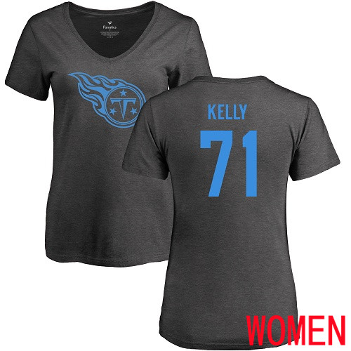 Tennessee Titans Ash Women Dennis Kelly One Color NFL Football #71 T Shirt